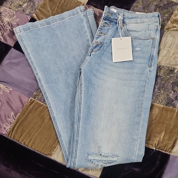 KanCan Denim - KanCan Mid-rise Button Up Distressed Flare Jeans